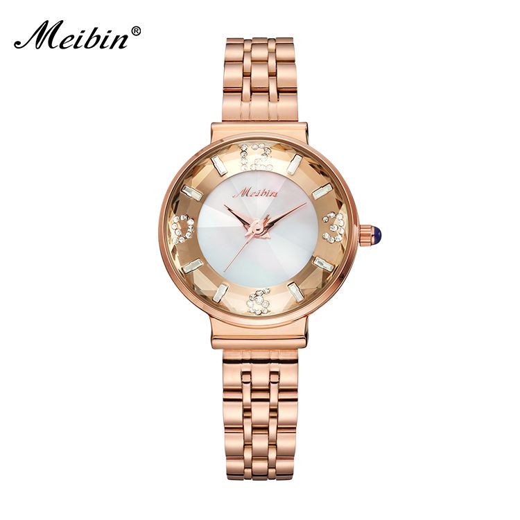 MEIBIN Women's Watch Temperament Diamond Inlaid Small Dial Quartz Women's Watch Live Broadcast Exclusive_voghion.com