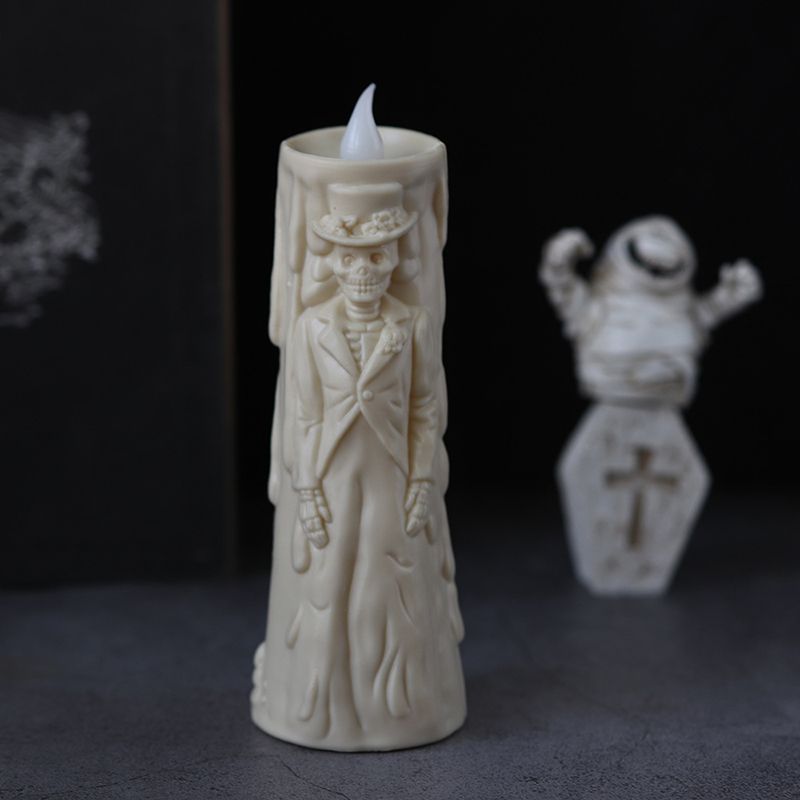 Halloween Skull Lights, LED Glowing Candles, Spooky Decorations, Decorative Props, Ghost Bride And Groom, Couple Lamp Ornaments_voghion.com