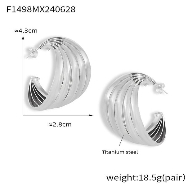 Boucles d'oreilles demi-cercle torsadées en acier titane, au design subtilement exagéré, alliant créativité et élégance. Boucles d'oreilles polyvalentes pour femmes._voghion.com