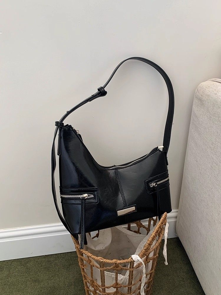 Borsa a tracolla singola, versatile, nera, di alta qualità, stile coreano, stile Y2K, alla moda, alla moda, con tracolla singola, sotto le ascelle, per ragazze calde di nicchia_voghion.com
