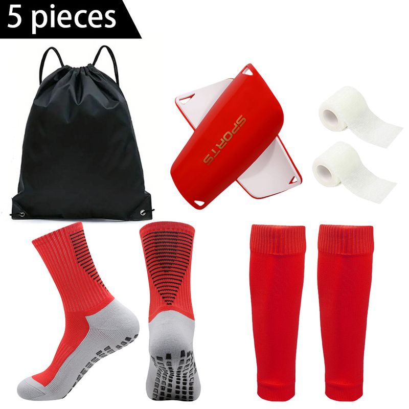 5 Piece Set For Outdoor Activities, Non Slip Football Socks, Outdoor Socks, Bandages, Shin Guards, Sports Drawstring Bag_voghion.com