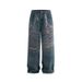 Herrenjeans im Vintage-Kettenprint – Entspannte Baggy-Hose mit geradem Bein und 3D-Details (S-XL, Blau)_voghion.com