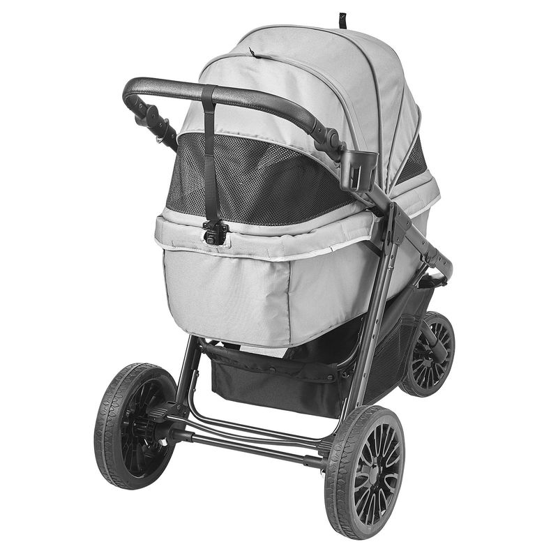 VEVOR Pet Stroller, 3 PU Wheels Dog Stroller Rotate with Brakes, 75 lbs Weight Capacity, Puppy Stroller with Pet Pad, Storage Basket and External Cup _voghion.com