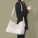 Solid color commuting for women with high appearance large capacity, wide shoulder strap tote bag, Korean version,_voghion.com