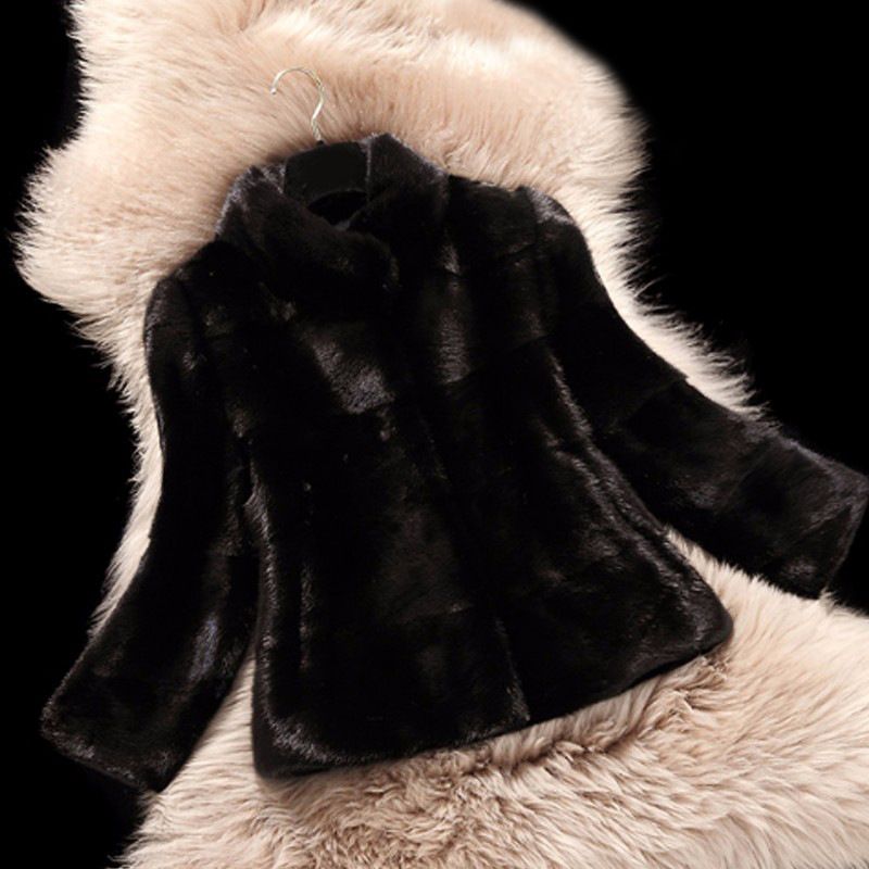 Abbigliamento donna Inverno nuovo cappotto corto in visone collo alto visone_voghion.com