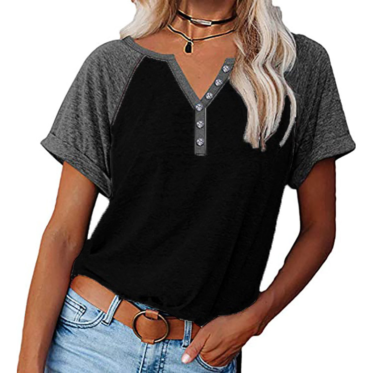 Damenbekleidung Lockeres, farblich passendes Kurzarm-T-Shirt in Übergröße_voghion.com