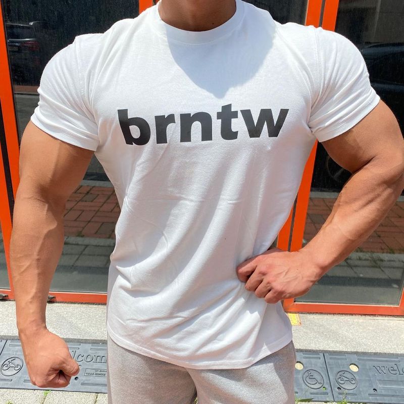 Ins riflettente fitness a maniche corte da uomo per allenamento da corsa elastico slim fit T-shirt Brothers Simple Sports Top_voghion.com
