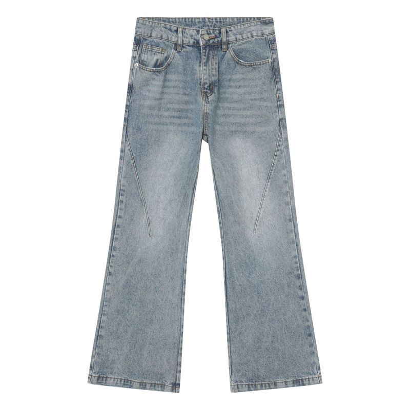 EF JEANS | 2023 New American Retro White Slightly Pulled Pants Slim Washed Straight Wide-leg Jeans Men_voghion.com