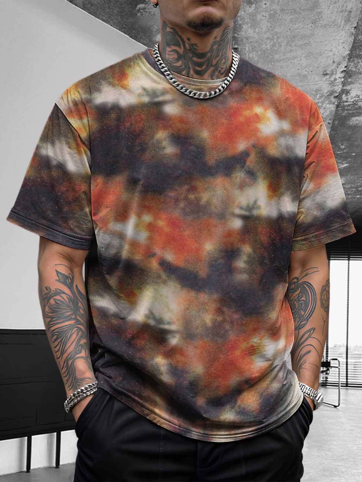 Yaz Yeni Erkek Tie Dye Graffiti Hip-hop Moda Hızlı Kuruyan Nefes Alabilen Çok Yönlü Rahat Tembel Kısa Kollu Gömlek_voghion.com