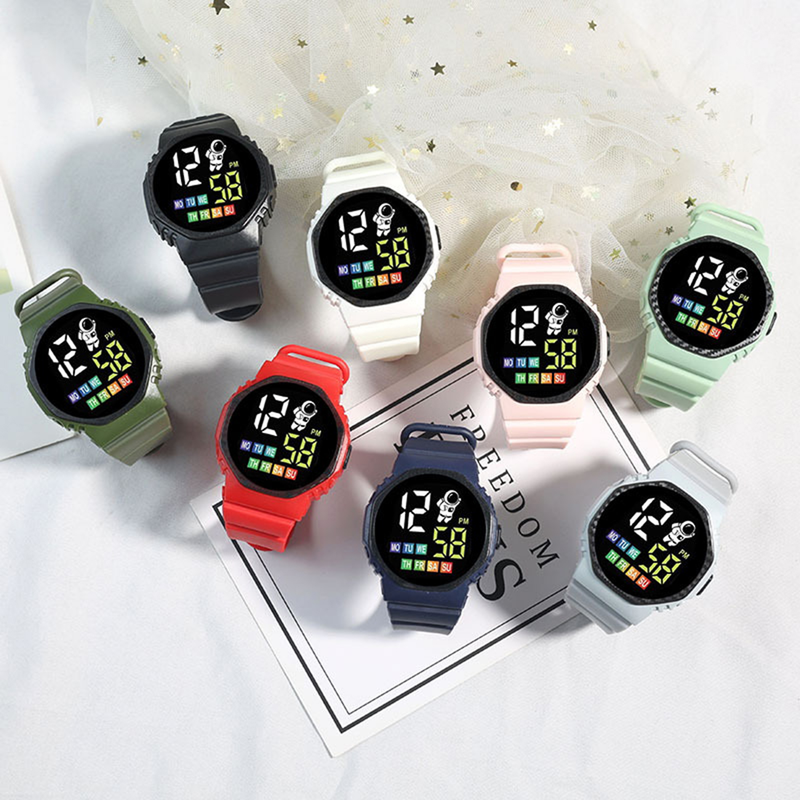 Xinweiqing Electronic Adjustable Button Control Polygonal Dial Date Display LED Astronaut Large Screen Digital Watch_voghion.com