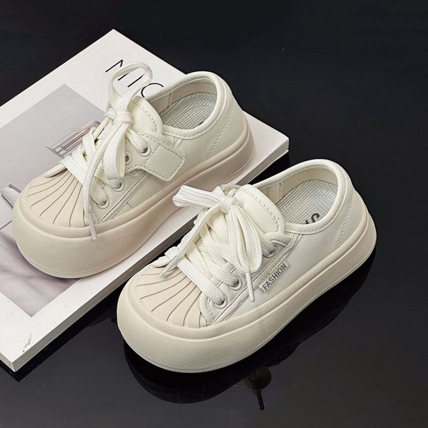 2024 Scarpe casual con testa a conchiglia alla moda in edizione coreana bianca per bambini nuovi della primavera 2024 per ragazzi e ragazze_voghion.com