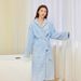 Soft Touch Micro Fleece Kapuzenbademantel Plüsch Langer Spa Robe Saugfähiger Bademantel_voghion.com