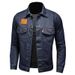 Giacca in denim con tasca applicata blu scuro, stile CT 2025, da uomo, QT5027/D9914_voghion.com