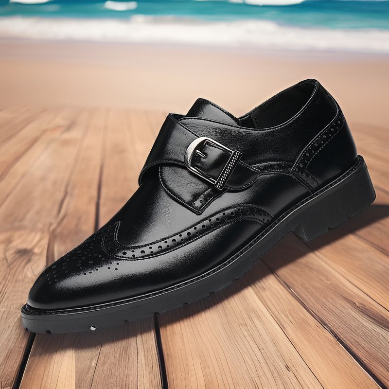 Odpowiednie na każdą porę roku Nowe męskie buty w koreańskim stylu, młodzieżowe, modne, uniwersalne, modne, do pracy w biurze, biznesowe, formalne, skórzane, codzienne, pojedyncze buty_voghion.com