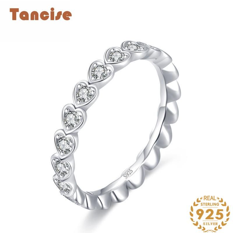 Tancise Anello in argento con zirconi classici Gioielli da donna Promessa di nozze Regalo per feste_voghion.com