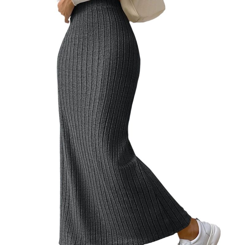 Gonna lunga in maglia aderente con spacchi laterali a vita alta da donna_voghion.com