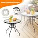 32 Inch Patio Tempered Glass Steel Frame Round Table With Convenient Umbrella Hole_voghion.com