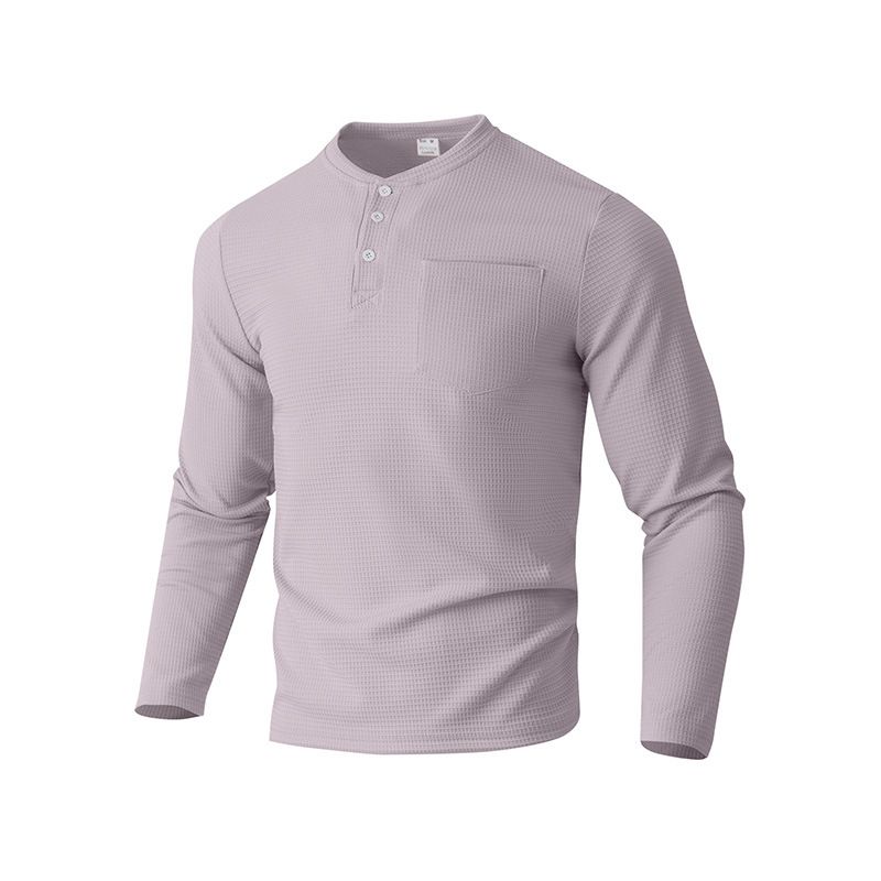 Men's Henley Shirt Long Sleeve - Breathable Button-Up Polo With Wrinkle-Resistant Fabric (6 Colors) | Smart Casual & Business Casual Essential_voghion.com