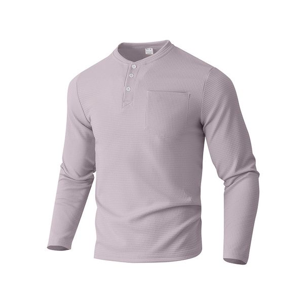 Men's Henley Shirt Long Sleeve - Breathable Button-Up Polo With Wrinkle-Resistant Fabric (6 Colors) | Smart Casual & Business Casual Essential_voghion.com