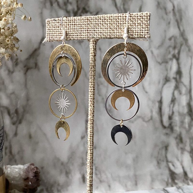 Orecchini a cerchio tripli Luna Sole alla moda_voghion.com