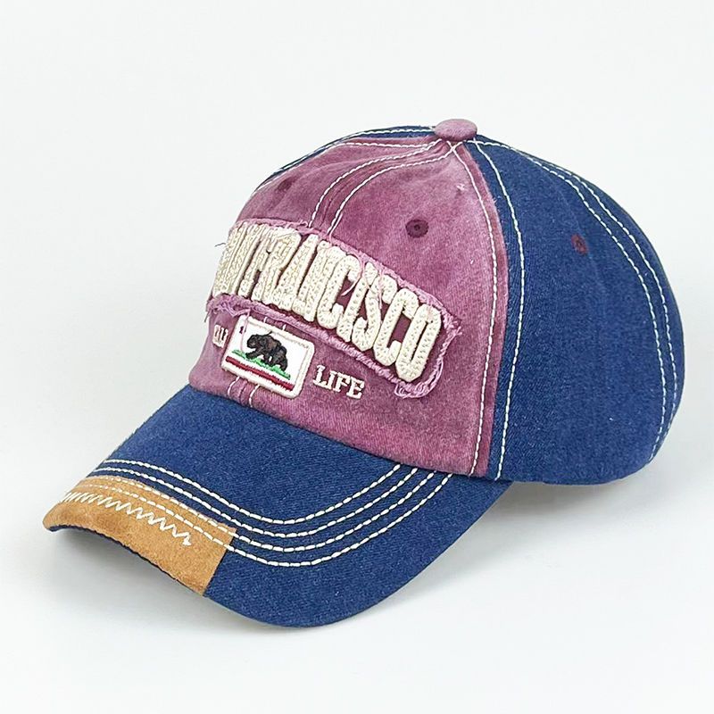 New Denim Washed Baseball Bear Embroidery Trendy Duckbill Cap, Men's And Women's Casual Sports Sun Hat, Fishing Cap_voghion.com