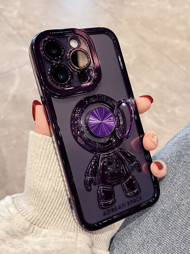 Astronaut Magnetische Ring Houder Case Voor Iphone 11 12 13 14 Pro Max Clear Plating Voor Iphone 13 14 Pro xs Max Xr 8 7 Plus Cover_voghion.com