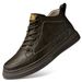Casual Medium Tube Men's Shoes High-top Velvet Martin Boots Hand-scratched Simple Cowhide Board Shoes Men_voghion.com