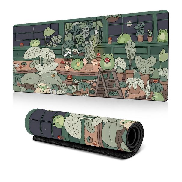 Sıcak Satış Sevimli Kurbağa Mouse Pad Büyük Masaüstü Pedi Kawaii Yeşil Masa Dekoratif Pedi Kauçuk Kaymaz_voghion.com