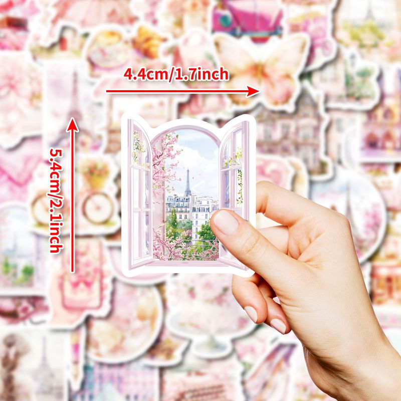 Pisalne nalepke Girls Pink Paris Vodoodporne nalepke DIY školjka za mobilni telefon Vodna skodelica Dekorativne nalepke_voghion.com