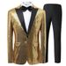 Elegant Stage Performance Suit With Glitter Lapel - Slim Fit Tuxedo For Wedding, Nightclub, Host & Groom_voghion.com