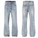 Calça jeans azul claro com lavagem retrô – Calça folgada, reta, com cintura elástica e cordão ajustável (unissex, forro de lã da estação, P-3GG)_voghion.com
