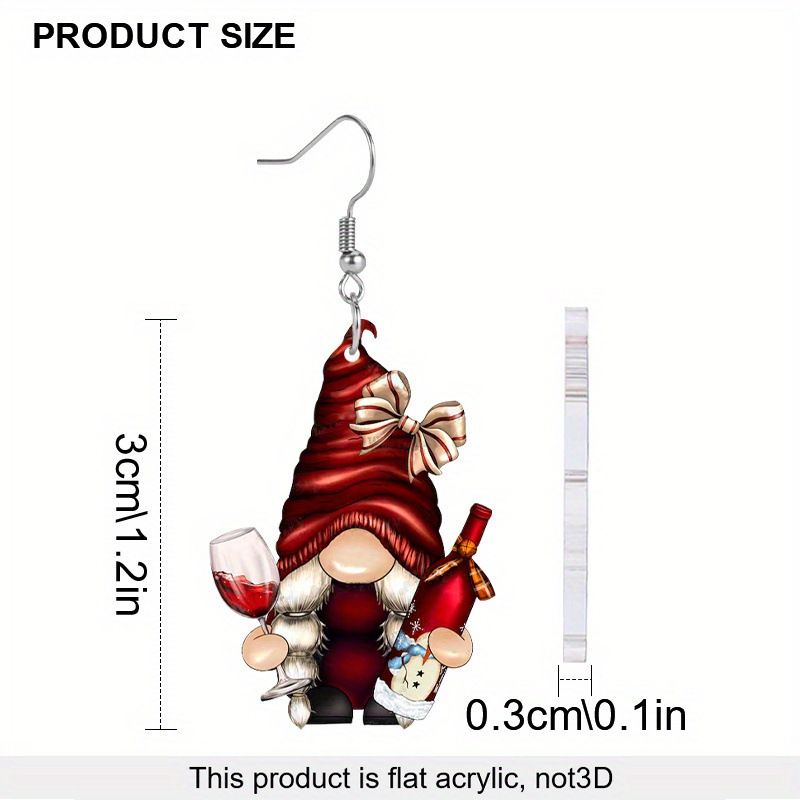 Encantadores pendientes de acrílico de Papá Noel y enano navideño con gancho de acero inoxidable, estilo clásico y lindo._voghion.com