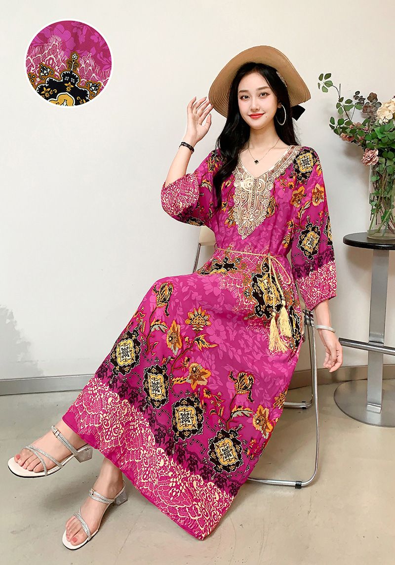Vêtements pour femmes Robe en coton et soie de grande taille pour costume ancien_voghion.com