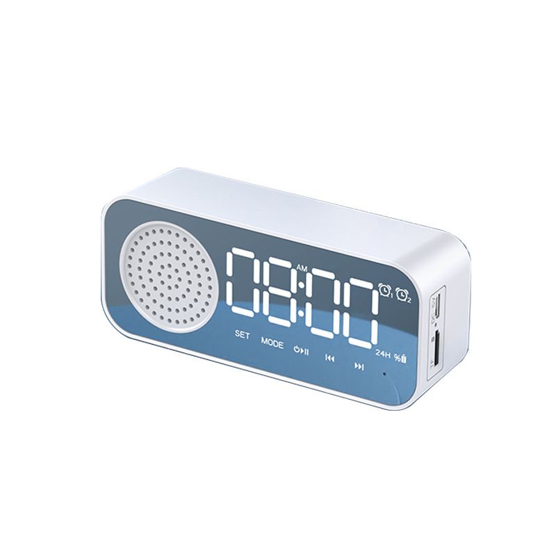 Nov Bluetooth zvočnik z budilko angleški namizni prenosni Bluetooth zvočnik z uro in kartico kompaktni_voghion.com