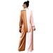 Ensemble deux pièces décontracté pour femmes, couleur contrastée, visage brillant, pantalon ample à manches longues_voghion.com