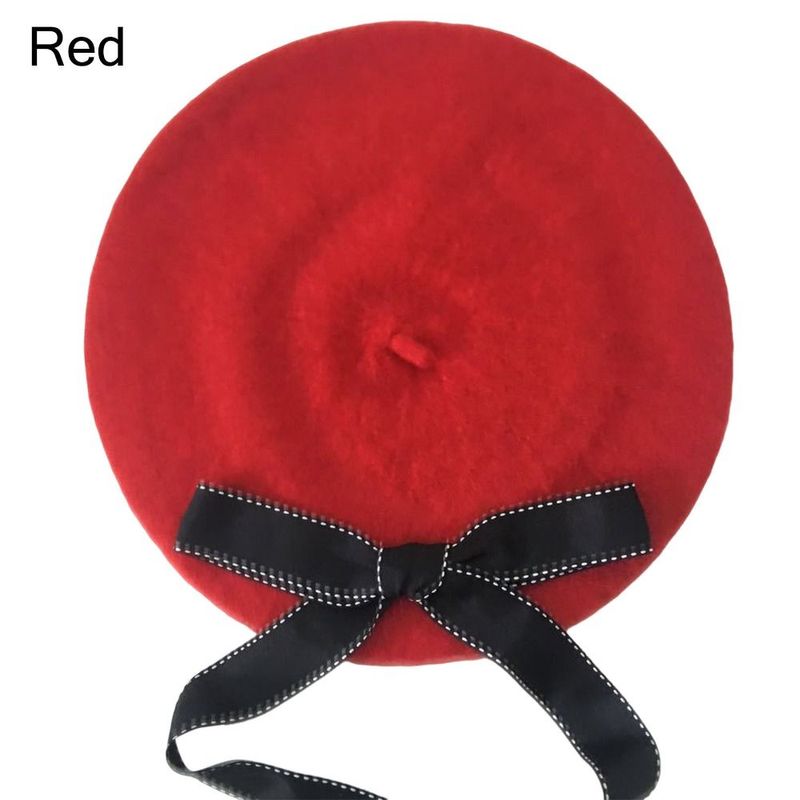 Copricapo Berretto con fiocco Moda Morbido Cappello da pittore francese con fiocco Berretto da giornalaio in cotone Autunno Inverno_voghion.com