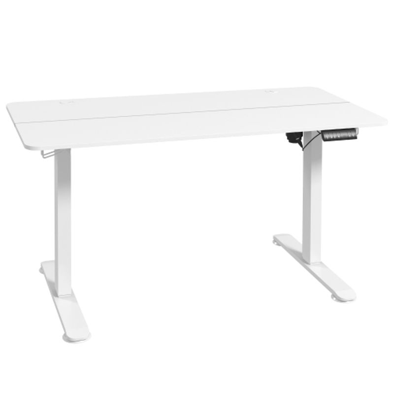 Vinsetto Höhenverstellbarer Schreibtisch 140x70cm Elektrisch Computertisch 4 Memory Ergonomisch Sitz Stehpult Haken Anti-Kollision Weiß_voghion.com