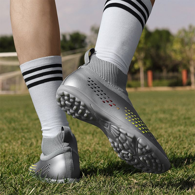 High-Top Non-Shoelace Soccer FG Long Nail Waterproortificial Lawn Student Adult Non Slip Male And Female Kids Race Shoes_voghion.com