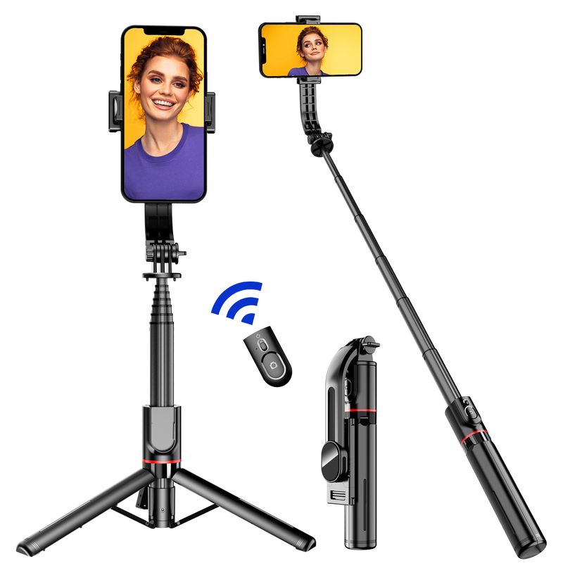 Trípode/palo selfie extensible, trípode para teléfono móvil con obturador de control remoto inalámbrico, compatible con todos_voghion.com