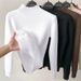 One-piece Fabric Fleece Sweater For Women Winter 2025 New Thickened Half-high Collar Base Layer Trendy_voghion.com
