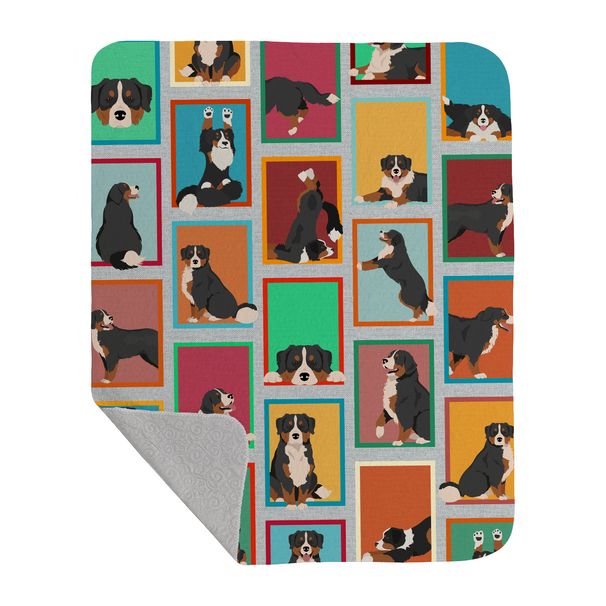 Lots of Bernese Mountain Dog Quilted Blanket 50x60 Artwork Pattern Quilted Throw Blanket for Bed, Couch, Sofa, Soft and Lightweight_voghion.com