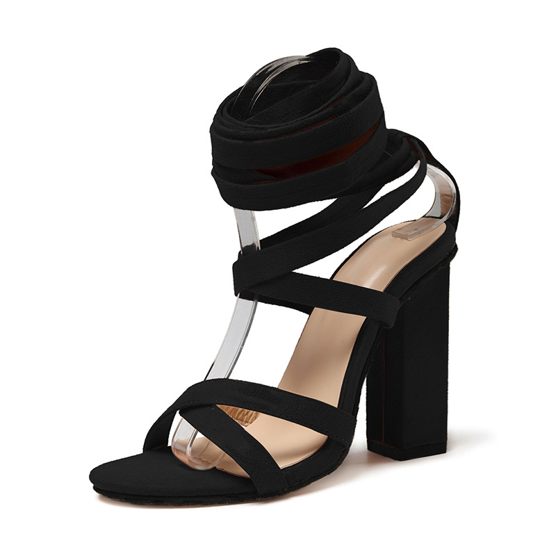 Nya Strappy Round Head Chunky högklackade sandaler Plus Size Damskor_voghion.com