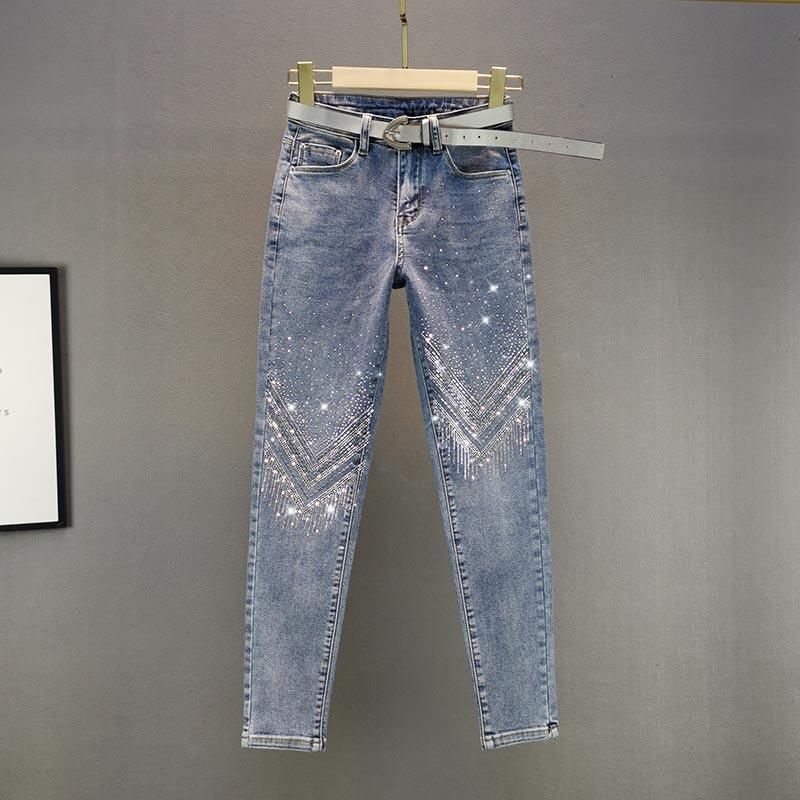 Női ruházat Hot Diamond Skinny Farmer Női Új pamut rugalmas magas derekú karcsú kilencpontos vékony nadrág_voghion.com