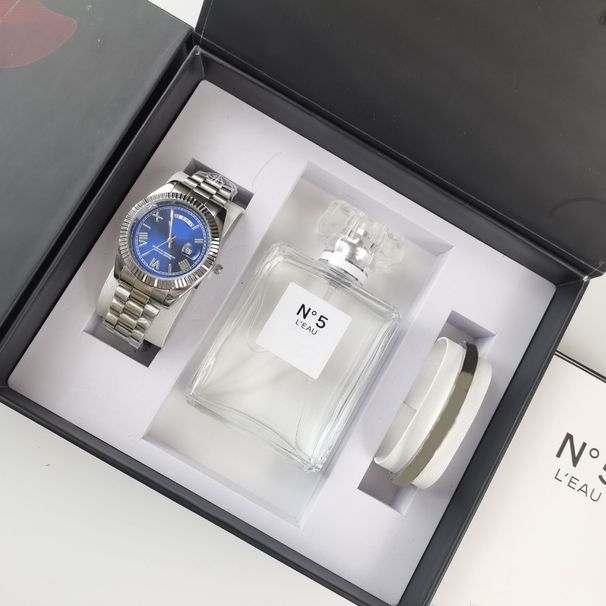 perfume Set Rainbow Di Steel Band Quartz Log Double Calendar Men's Watch Batch_voghion.com