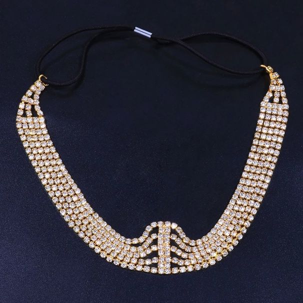 Cerchietto da sposa multistrato con strass e decorazione a catena elastica, accessorio per capelli alla moda e personalizzato_voghion.com