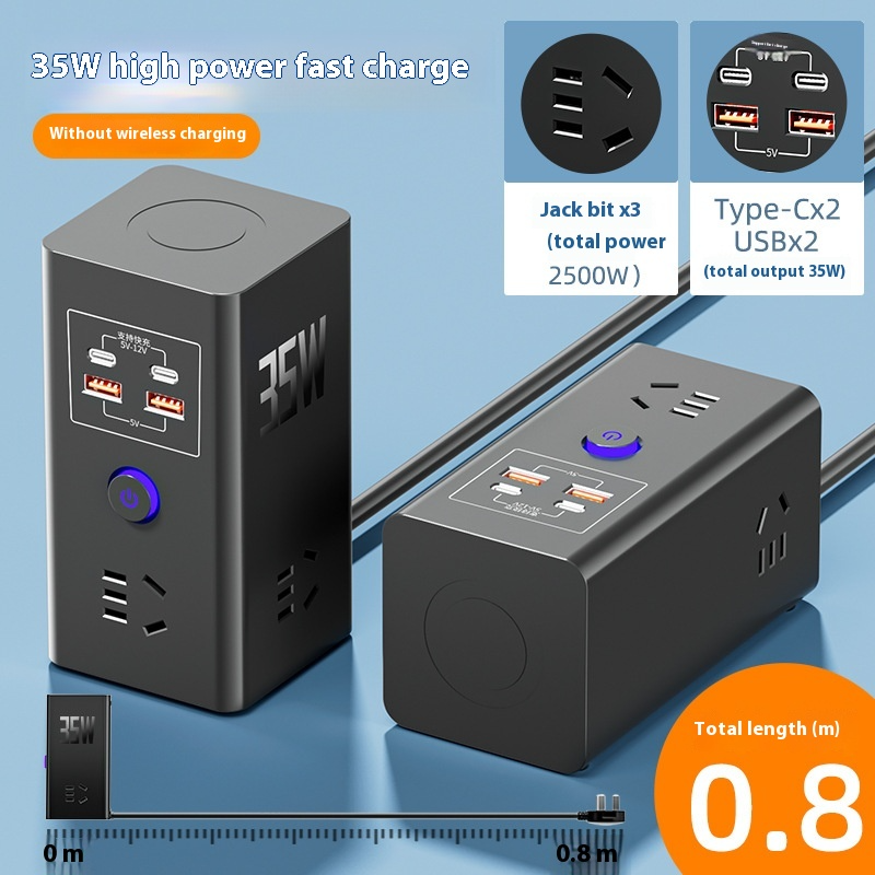 Kreative kabellose Ladebuchse mit USB-C-Schnellladefunktion, intelligente Steckdosenleiste, Multi-Port-Design_voghion.com