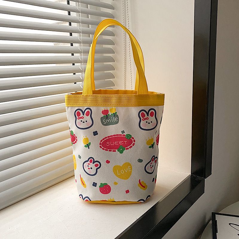 Borsa da donna in tela, borsa tote, borsa da ufficio, borsa da pranzo, secchiello, cartone animato, piccola borsa, borsa da pranzo originale_voghion.com