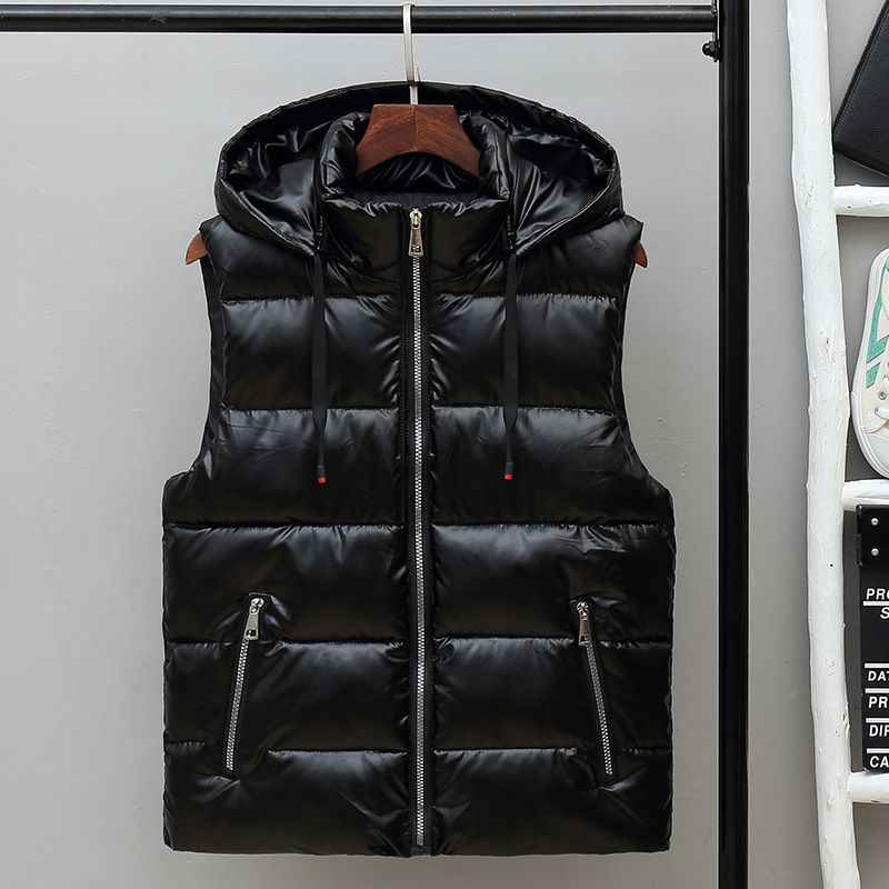 Abbigliamento da uomo gilet autunno e inverno superficie brillante piumino gilet di cotone spalla gilet caldo stile tuta sportiva coppia gilet_voghion.com