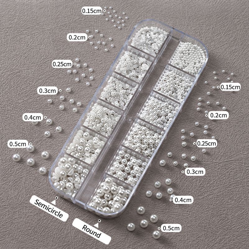 Grožis ir sveikata 12 tinklelio perlų nagų aksesuarų pilnas apskritimas pusiau apskritimas 1,5–5 mm pilnas rinkinys mišrių japoniškų nagų trimatis nagų grąžtas_voghion.com