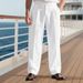 Autumn American Style Breathable Linen Casual Men's Simple Trendy Loose Beach Long Pants_voghion.com